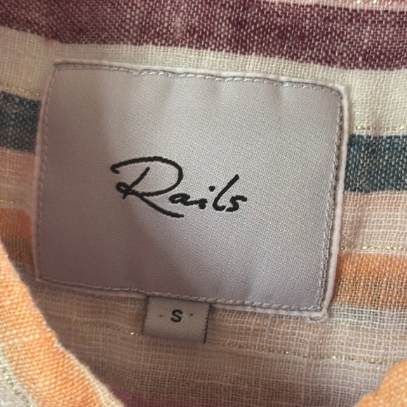 Rails Striped Multicolor Button-Up Tie Waist Blouse size Small - Picture 3 of 5